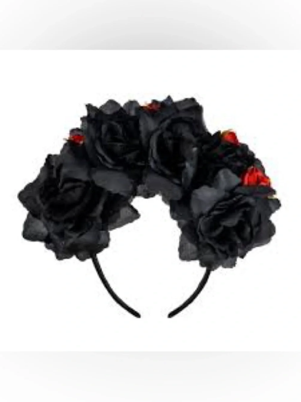 Black Floral Rose  & skull Headband - Women Accessories